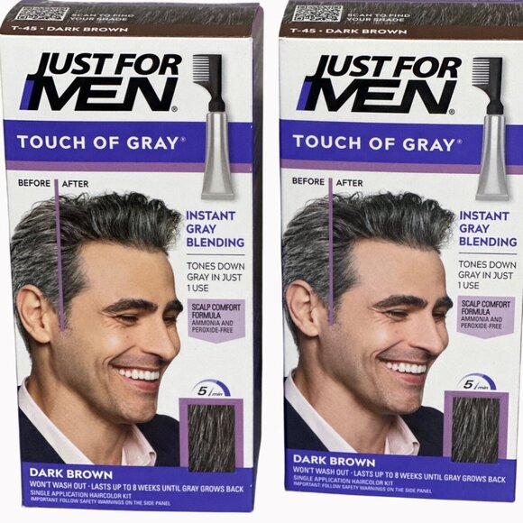 2X- Just For Men Touch Of Gray T-45 Dark Brown Hair Color - Picture 1 of 3
